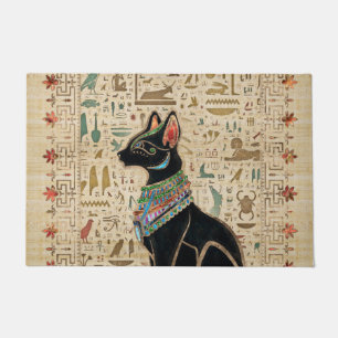 Egyptian Cat - Bastet on papyrus Doormat