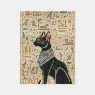 Egyptian Cat - Bastet on papyrus Fleece Blanket