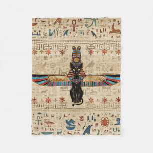 Egyptian Cat - Bastet on papyrus Fleece Blanket