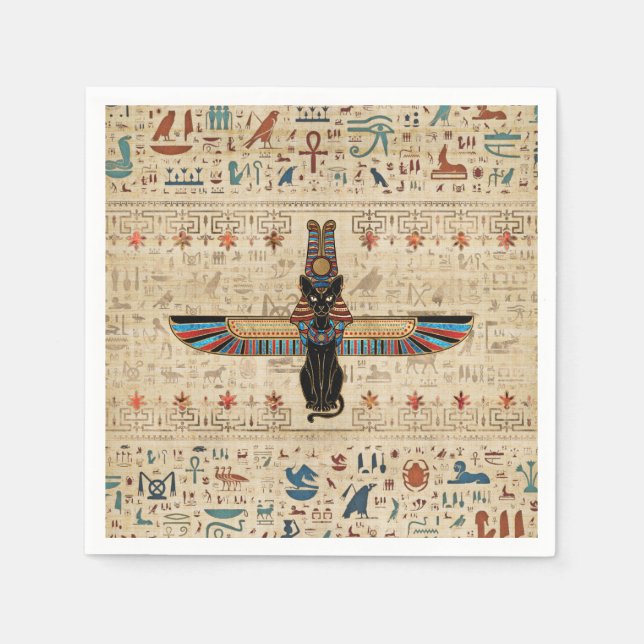 Egyptian Cat - Bastet on papyrus Napkin (Front)