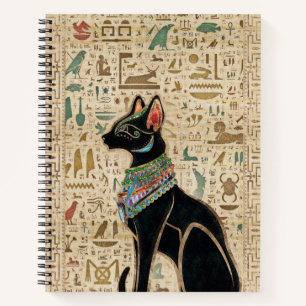 Egyptian Cat - Bastet on papyrus Notebook