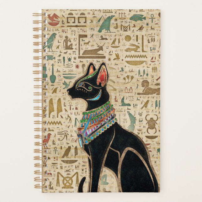 Egyptian Cat - Bastet on papyrus Planner (Front)