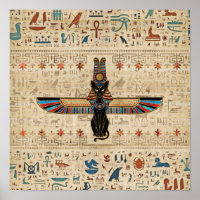 Egyptian Cat - Bastet on papyrus