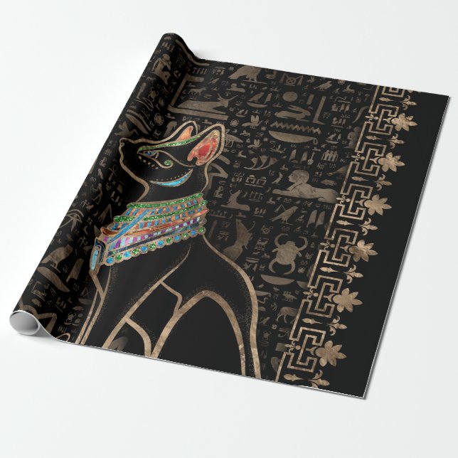 Egyptian Cat - Bastet Wrapping Paper (Unrolled)