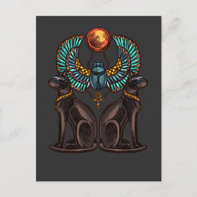 Egyptian Cat Design Ancient History Postcard (Front)