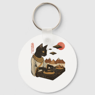Egyptian Cat Dj Ufo Art Print Tank Top_1 Keychain