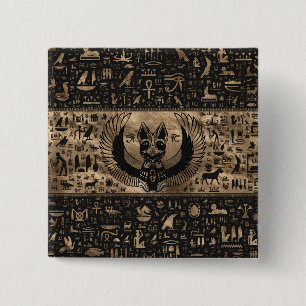 Egyptian Cat Goddess Bastet 2 Inch Square Button