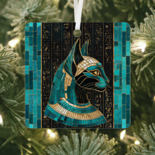 Egyptian Cat Goddess Bastet -Mosaic Art Metal Ornament