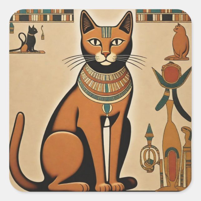 Egyptian Cat Square Sticker (Front)
