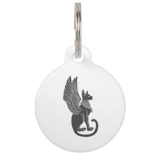 Egyptian cat with wings - Choose back color Pet Tag