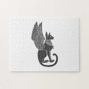 Egyptian cat with wings - Choose back colour Jigsaw Puzzle