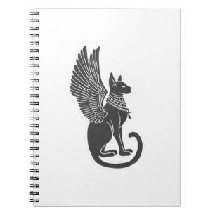 Egyptian cat with wings - Choose back colour Notebook