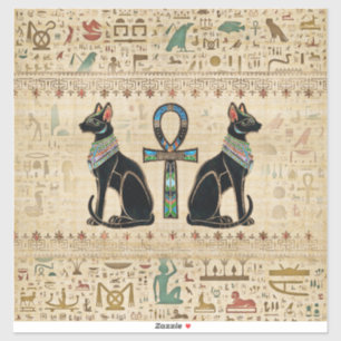 Egyptian Cats and ankh cross