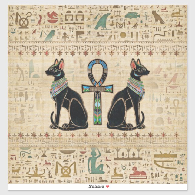 Egyptian Cats and ankh cross (Sheet)