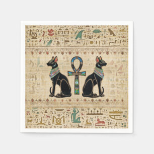 Egyptian Cats and ankh cross Napkin