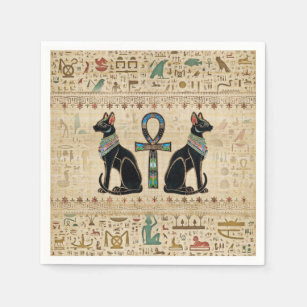 Egyptian Cats and ankh cross Napkin