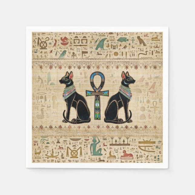 Egyptian Cats and ankh cross Napkin (Front)
