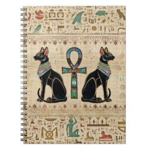Egyptian Cats and ankh cross Notebook
