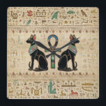 Egyptian Cats and ankh cross Square Wall Clock<br><div class="desc">Egyptian Cats and ankh cross</div>
