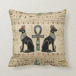 Egyptian Cats and ankh cross Throw Pillow<br><div class="desc">Egyptian Cats and ankh cross</div>