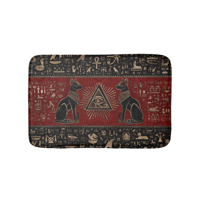 Egyptian Cats and Eye of Horus Bath Mat (Front)