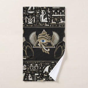 Egyptian Cats and Eye of Horus Bath Towel Set