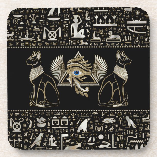 Egyptian Cats and Eye of Horus Coaster (Front)