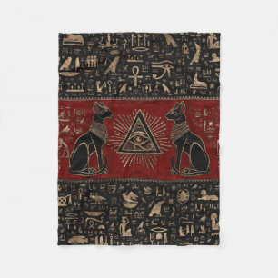 Egyptian Cats and Eye of Horus Fleece Blanket