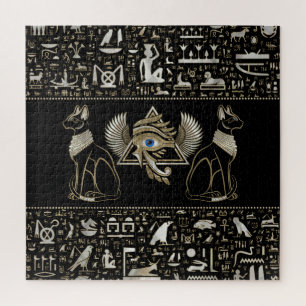 Egyptian Cats and Eye of Horus Jigsaw Puzzle