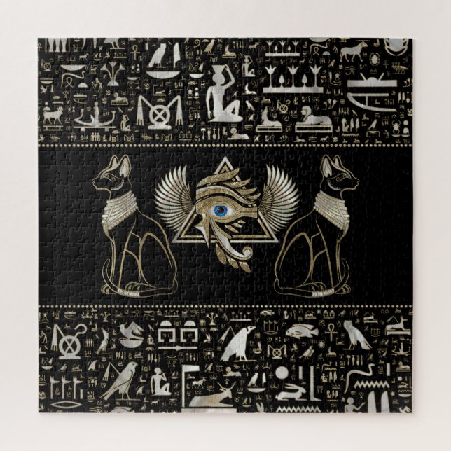 Egyptian Cats and Eye of Horus Jigsaw Puzzle (Vertical)