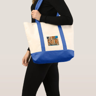 Egyptian civilization and solar boats tote bag