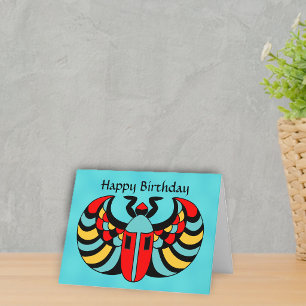 Egyptian Colourful Vibrant Scarab Beetle Birthday Card