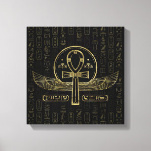Egyptian Cross - Ankh - Gold and black Canvas Print