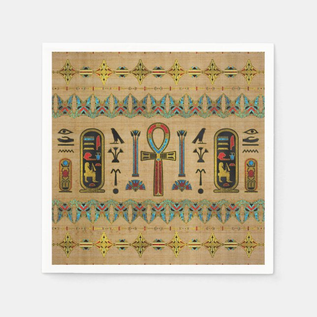 Egyptian Cross - Ankh Ornament on papyrus Napkin (Front)