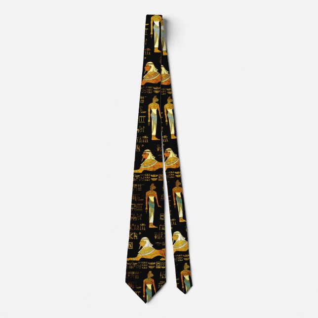 Egyptian Decorative hieroglyphics Pattern Tie (Front)