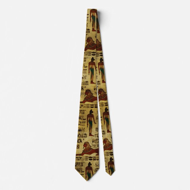 Egyptian Decorative hieroglyphics Pattern Tie (Front)