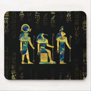 Egyptian Deities on hieroglyphics gold and marble Mouse Pad