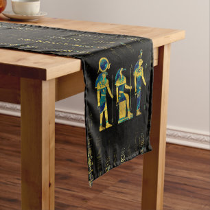 Egyptian Deities  on hieroglyphics gold and marble Short Table Runner