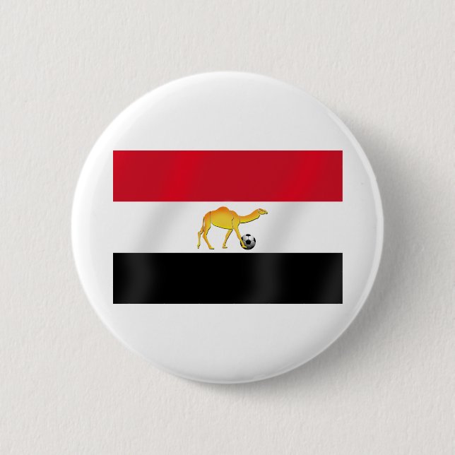 Egyptian desert camel soccer ball flag 2 inch round button (Front)