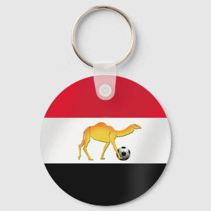 Egyptian desert camel soccer ball flag keychain