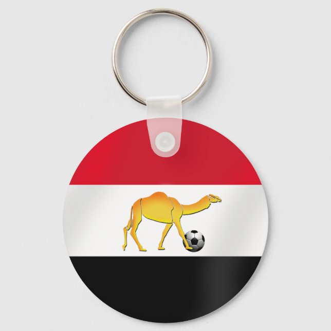 Egyptian desert camel soccer ball flag keychain (Front)
