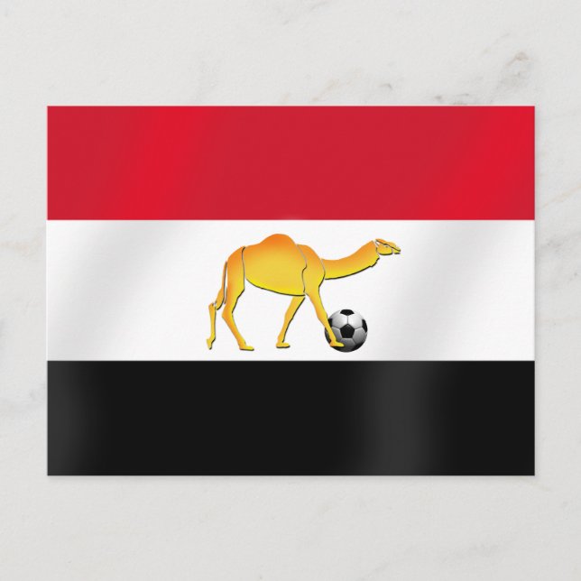 Egyptian desert camel soccer ball flag postcard (Front)