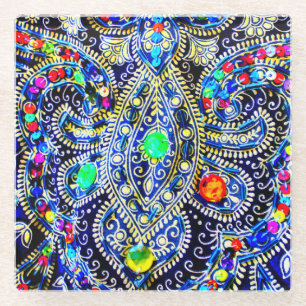 Egyptian Dress Design Glass Coaster