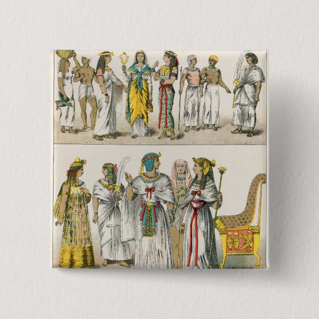Egyptian Dress, from 'Trachten der Voelker' 2 Inch Square Button (Front)