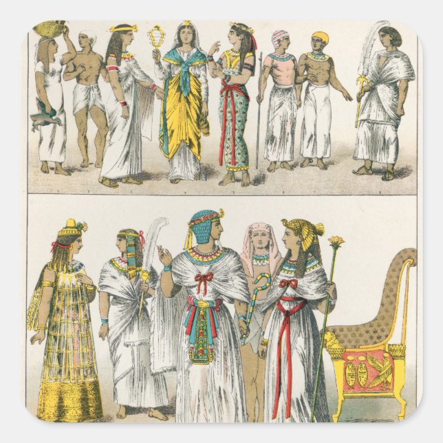 Egyptian Dress, from 'Trachten der Voelker' Square Sticker (Front)