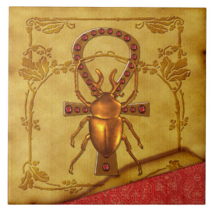 Egyptian Elegance Optical Folk Art Tile