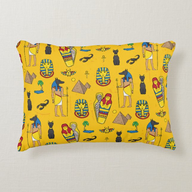 Egyptian elements, Anubis, pyramids pattern. Accent Pillow (Front)