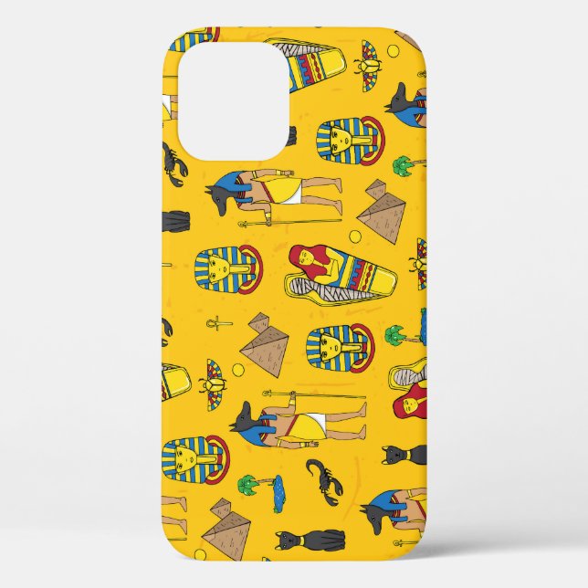 Egyptian elements, Anubis, pyramids pattern. Case-Mate iPhone Case (Back)