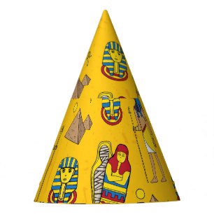 Egyptian elements, Anubis, pyramids pattern. Party Hat