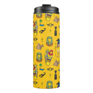 Egyptian elements, Anubis, pyramids pattern. Thermal Tumbler